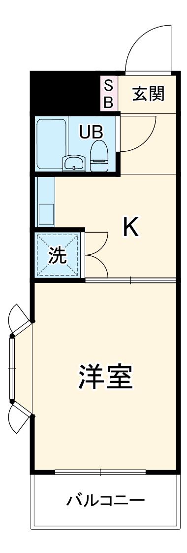 ライオンズマンション矢部第3(1K/2階)の間取り写真