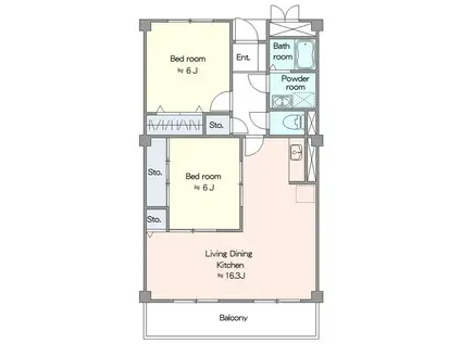 ヴィーナスヴィラ(2LDK/2階)の間取り写真