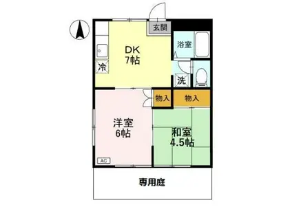 フローリスハイムB(2DK/1階)の間取り写真