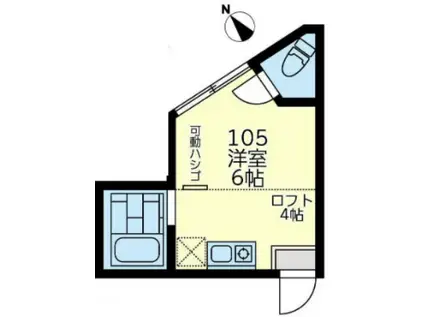 ユナイト四谷下町アルティーバイ(ワンルーム/1階)の間取り写真