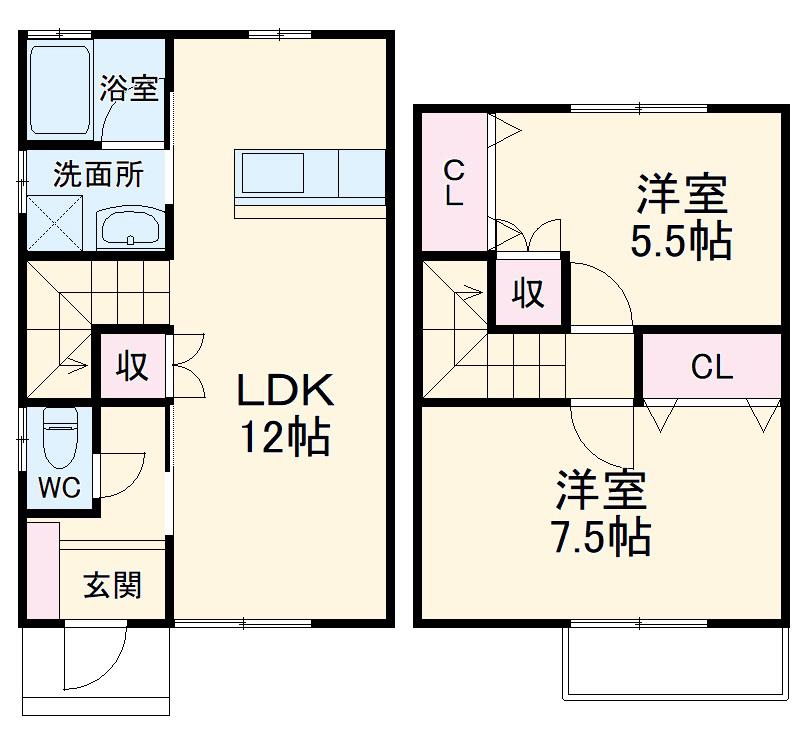 名古屋市桜通線 瑞穂区役所駅 徒歩13分 2階建 築1年(2LDK)の間取り写真