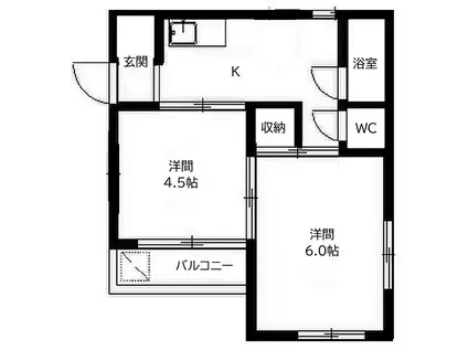 織良コーポ(2K/3階)の間取り写真