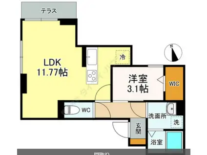 ヴェール新千葉(1LDK/1階)の間取り写真