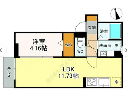 ヴェール新千葉(1LDK/1階)の間取り写真