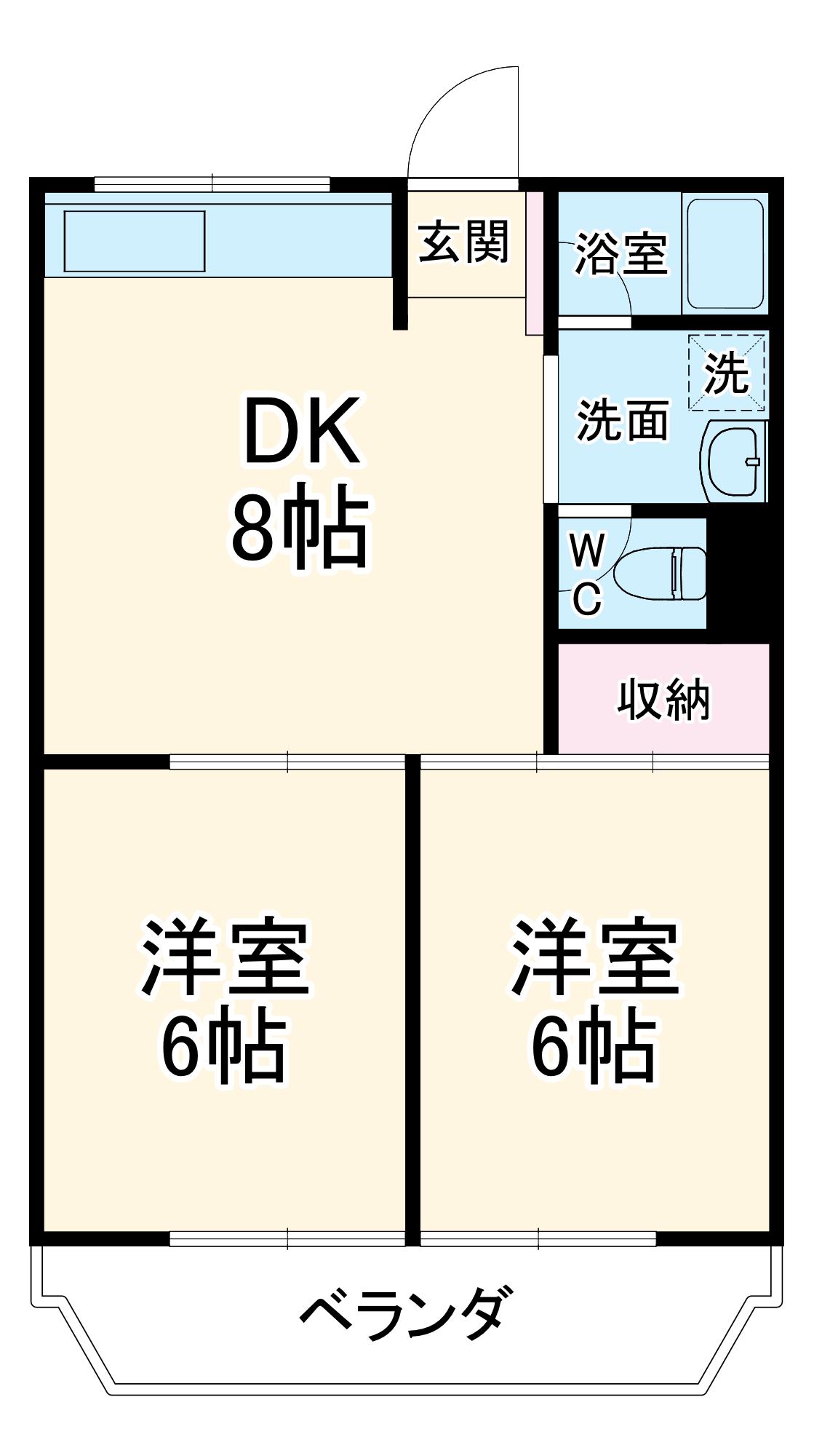 風見鶏グランドハイツ(2DK/1階)の間取り写真