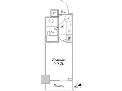 BLUROCK新宿河田町(1K/5階)の間取り写真
