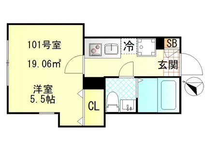 CFジオーレ小岩ウエスト(1K/2階)の間取り写真