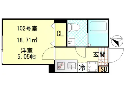 CFジオーレ小岩ウエスト(1K/2階)の間取り写真