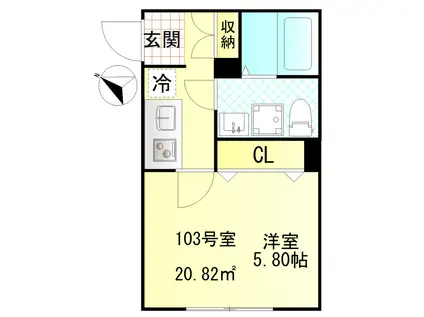 CFジオーレ小岩ウエスト(1K/3階)の間取り写真