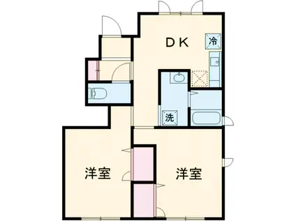 メルベーユF(2DK/1階)の間取り写真