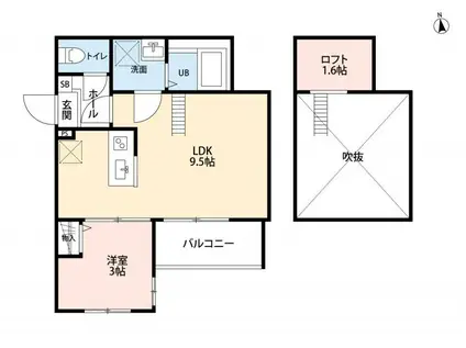 流山市南流山8丁目Ⅲ(1LDK/3階)の間取り写真
