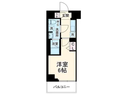 GENOVIA川崎ⅡSKYGARDEN(1K/4階)の間取り写真