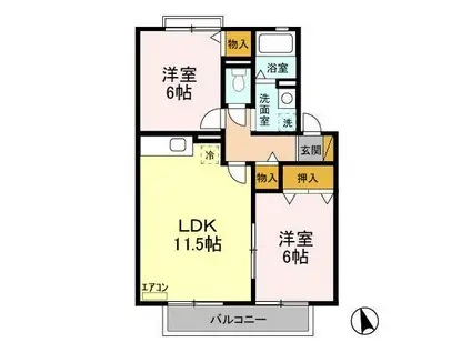 メイヒルズⅡ(2DK/1階)の間取り写真