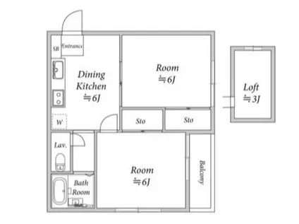 ヴィラコートマカベ1(2DK/2階)の間取り写真