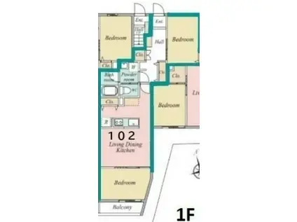 ロワジール西ヶ原(2LDK/1階)の間取り写真