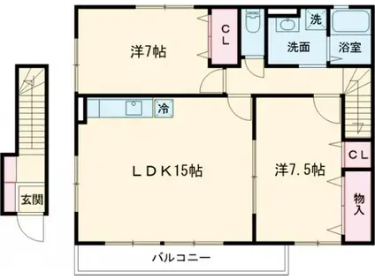 グランドブルージュ1(2LDK/2階)の間取り写真