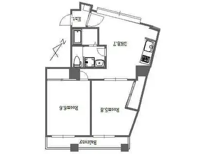 第2関根ビル(2DK/3階)の間取り写真