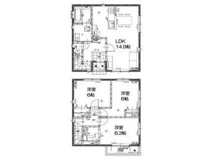 高崎線 鴻巣駅 徒歩7分 2階建 新築(3LDK)の間取り写真