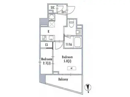 GRAN PASEO蒲田Ⅲ(2K/6階)の間取り写真