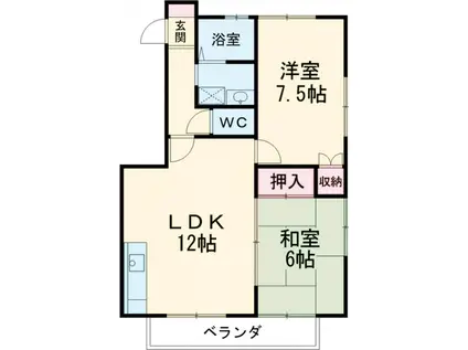 グリーンパレス市川(2LDK/2階)の間取り写真