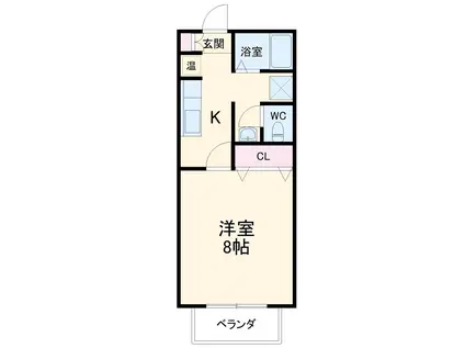 LA TOURⅡ(1K/1階)の間取り写真