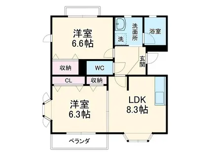 ジェネラス(2DK/1階)の間取り写真