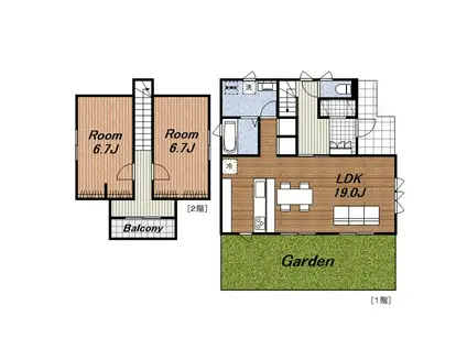 内房線 君津駅 徒歩55分 2階建 築3年(2LDK)の間取り写真