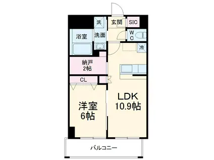 SERENTIO(1LDK/6階)の間取り写真