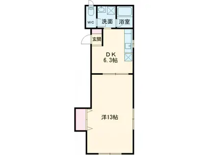 エスポワール(1DK/2階)の間取り写真