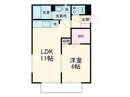 マルミヤハイツ(1LDK/2階)の間取り写真