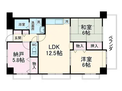 レジデンス鷹ヶ巣 千里中央(2SLDK/3階)の間取り写真