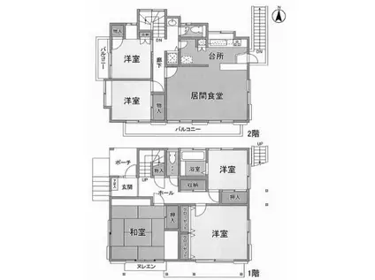 京浜東北・根岸線 山手駅 徒歩29分 2階建 築36年(4SLDK)の間取り写真