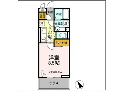 GRAND STATION 宮上Ⅰ(1K/1階)の間取り写真