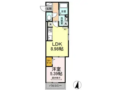 ロイヤルレジデンスⅢ(1LDK/3階)の間取り写真