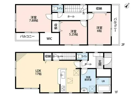 阪和線 久米田駅 徒歩23分 2階建 築1年(3LDK)の間取り写真
