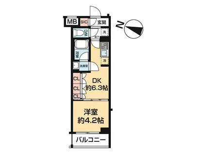 ARCOBALENO HASUNEⅠ(1DK/4階)の間取り写真