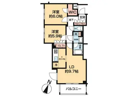 ARCOBALENO HASUNEⅠ(2LDK/3階)の間取り写真