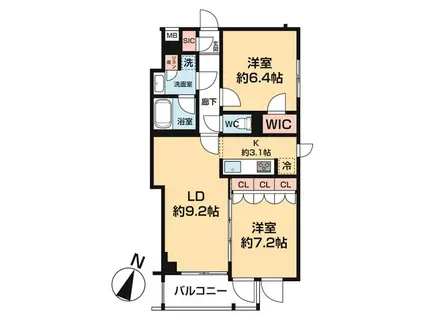 ARCOBALENO HASUNEⅠ(2LDK/3階)の間取り写真