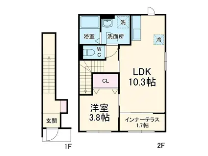 宮前区有馬8丁目アパート(1LDK/2階)の間取り写真
