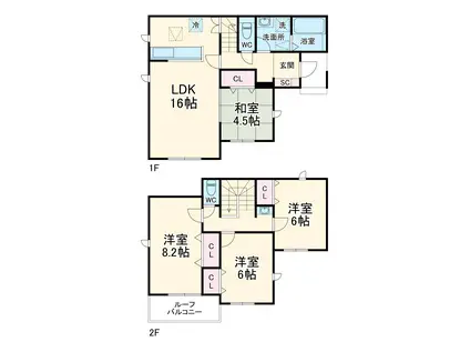 岳南電車 須津駅 徒歩6分 2階建 築1年(4LDK)の間取り写真