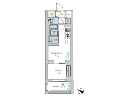 BRILLIA IST 洗足池の杜(1DK/4階)の間取り写真