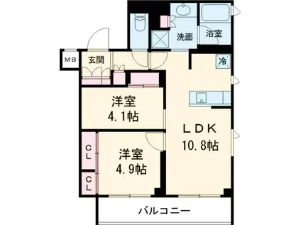 BRILLIA IST 洗足池の杜(2LDK/1階)の間取り写真