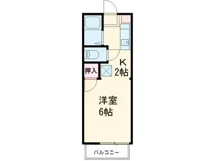 アップルハイム(ワンルーム/2階)の間取り写真