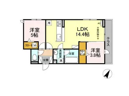 アストロ馬渕(2LDK/1階)の間取り写真