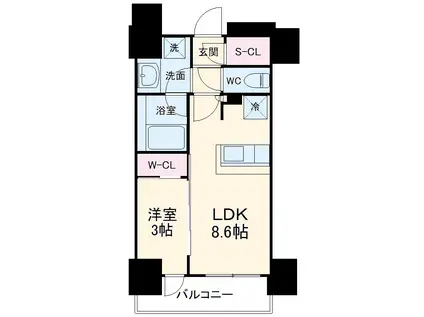 シティインデックス千葉ステーションフィールド(1LDK/3階)の間取り写真
