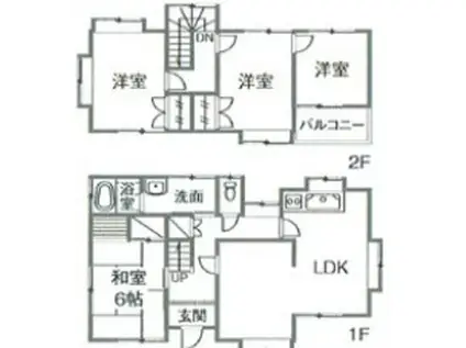東武鉄道野田線 南桜井駅(埼玉) 徒歩24分 2階建 築41年(4LDK)の間取り写真