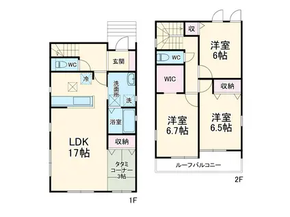 静岡鉄道静岡清水線 狐ケ崎駅 徒歩14分 2階建 築1年(3LDK)の間取り写真