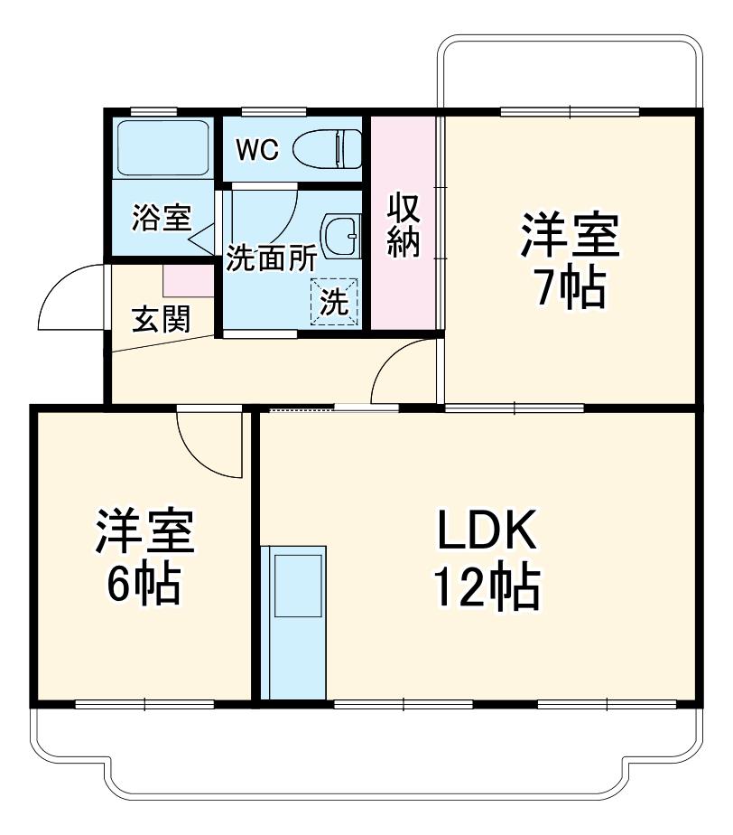 エステート梨野(2LDK/2階)の間取り写真