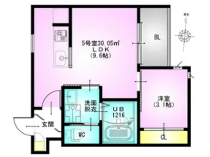 REGALEST NISSHIN(1LDK/3階)の間取り写真