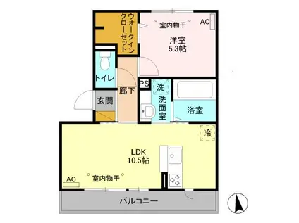 カインドネスハート(1LDK/2階)の間取り写真